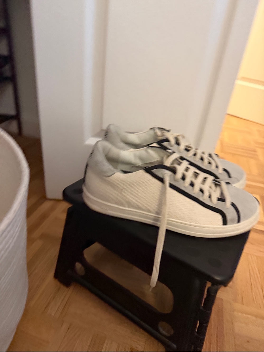 P448 White and Black Low-Top Sneakers
